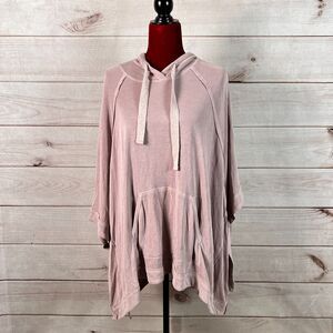 Free People Squared Up Poncho Hoodie Oversized